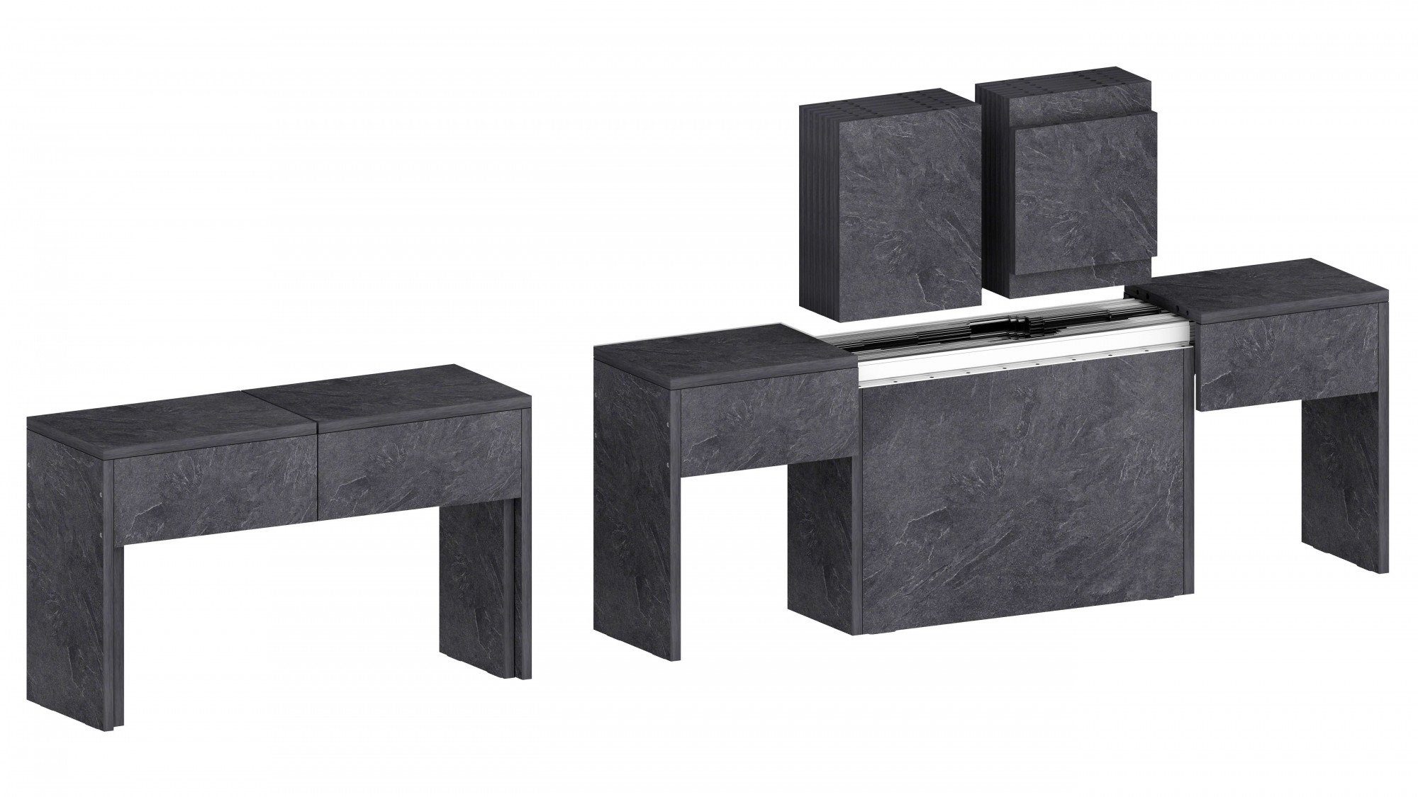 Tecnos Sitzgruppe Praktika, (Spar-Set, 2-tlg., Set beinhaltet 2 Bänke), Je Bank ausziehbar bis 290 cm