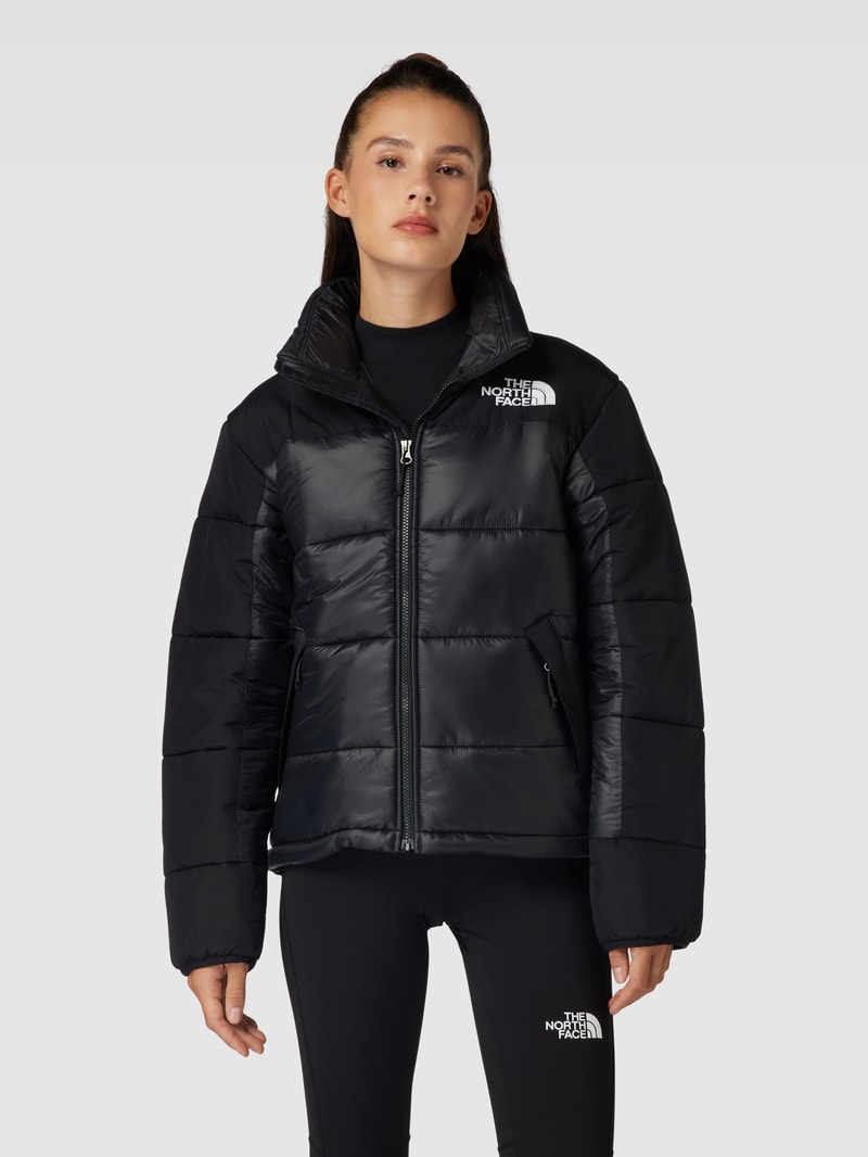 Steppjacke mit Label-Print in schwarz