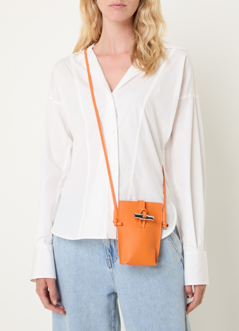 Longchamp Roseau leather crossbody phone case