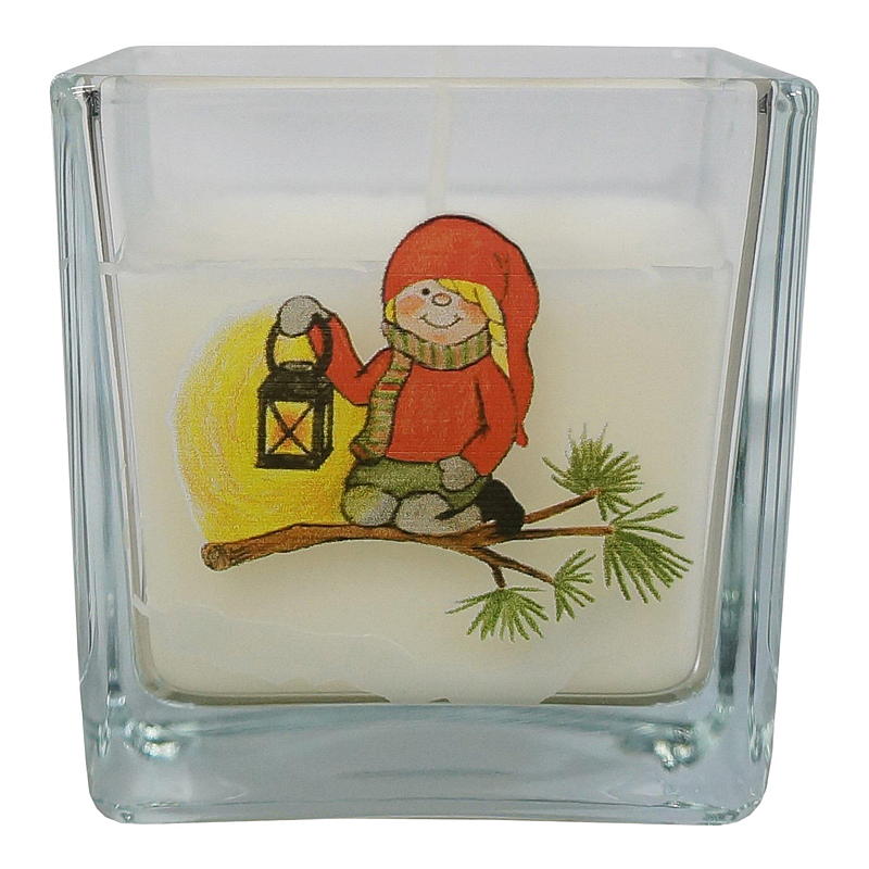 Lys i glass 7,5 cm 35 timer juledesign