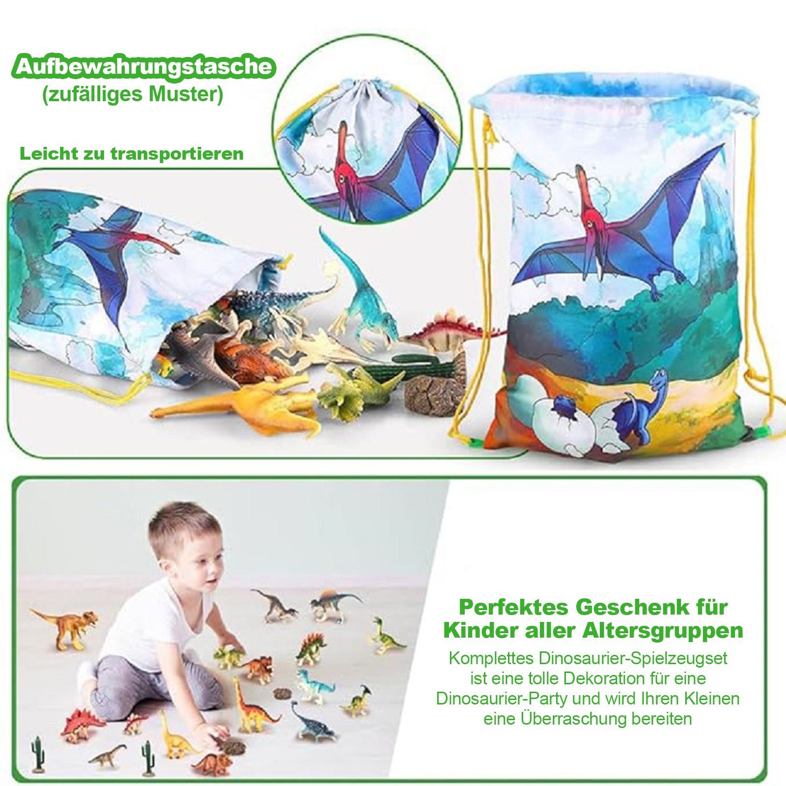 LBLA Spielfigur 30 Stück Dinosaurier Spielzeug Set mit Box, Pädagogisches Spielzeug, (22-tlg), Realistisches Dino Figuren Spielset, Weihnachtsgeschenk