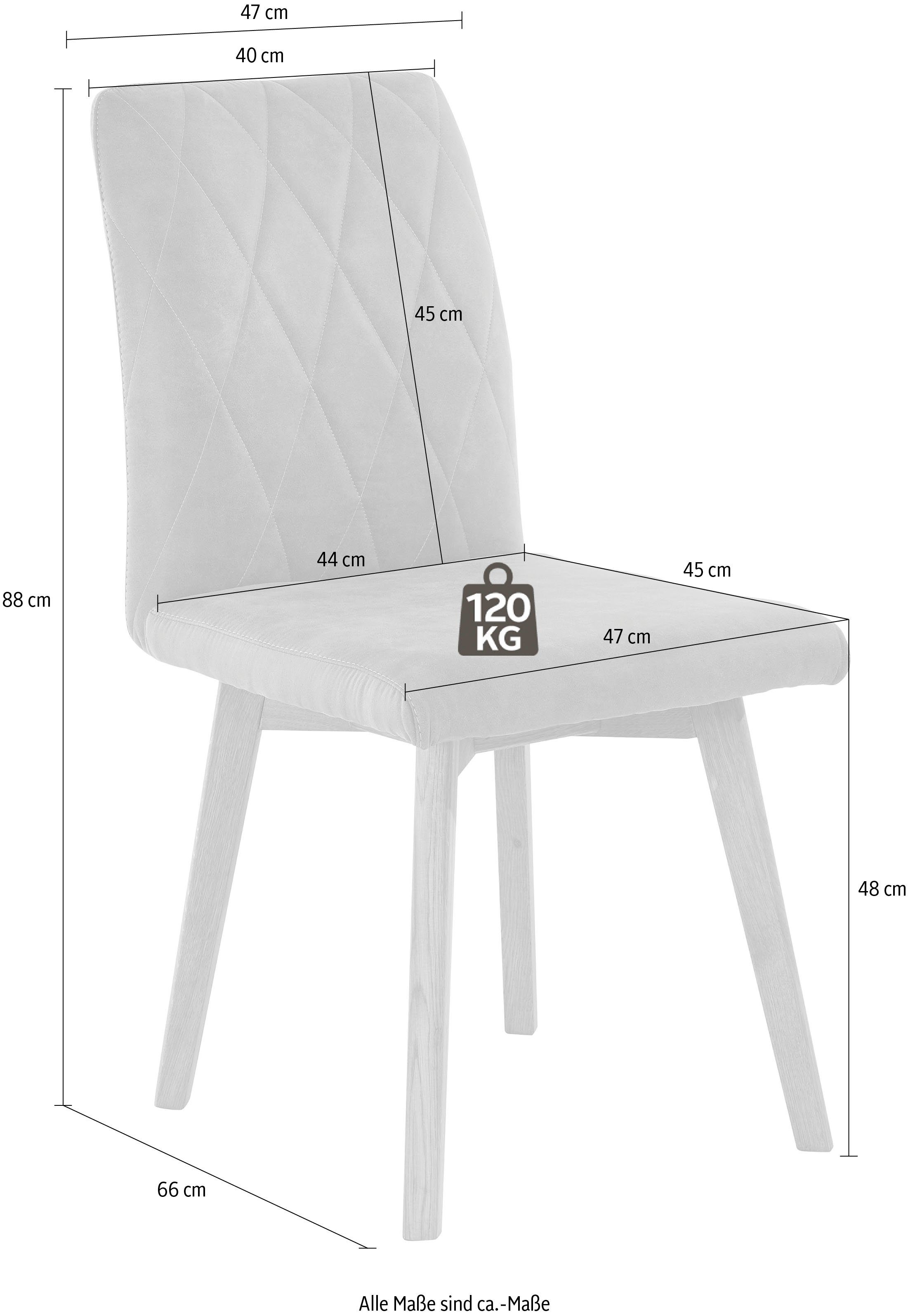 Home affaire 4-Fußstuhl Brest (Set, 2 St), Gestell aus Eiche Massivholz geölt