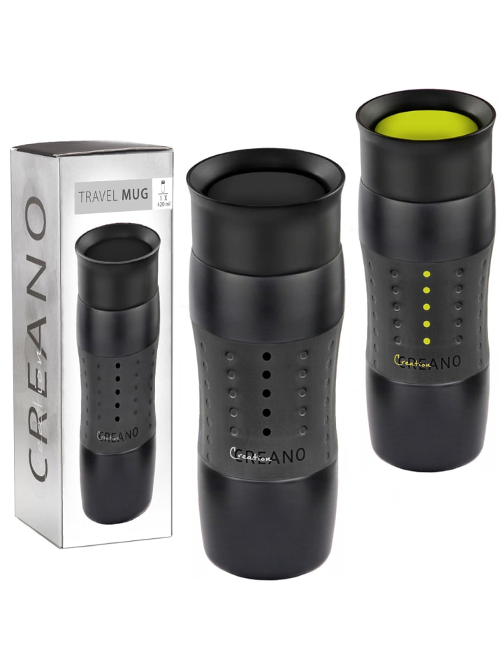 Creano 2x Creano Travel-Mug 400ml Schwarz   Grün isolierend aus Edelstahl günstig kaufen onesize