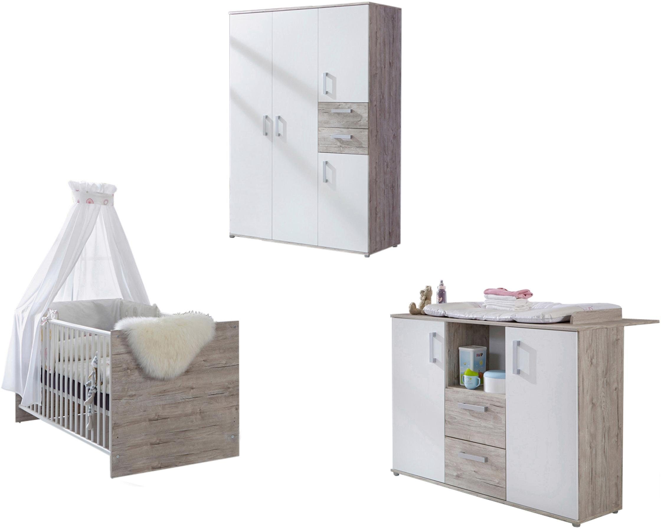 arthur berndt Babyzimmer-Komplettset Bente, (Set, 3-St., Kinderbett, Schrank, Wickelkommode), Made in Germany; mit Kinderbett, Schrank und Wickelkommode