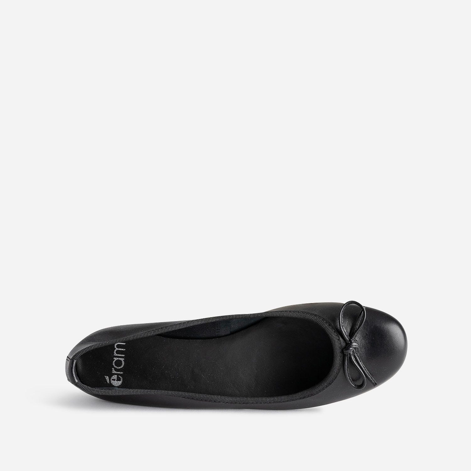 Ballerine noire en cuir avec noeud