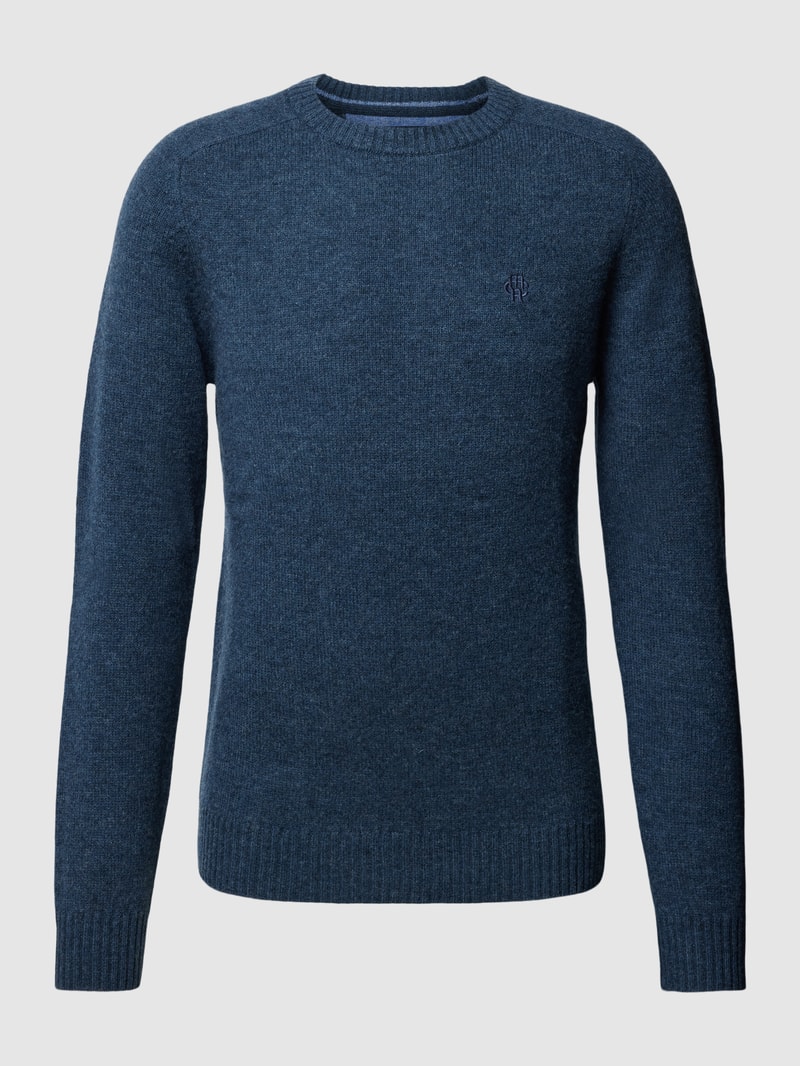 Strickpullover aus Lammwolle Modell 'TANGUY' in marineblau meliert