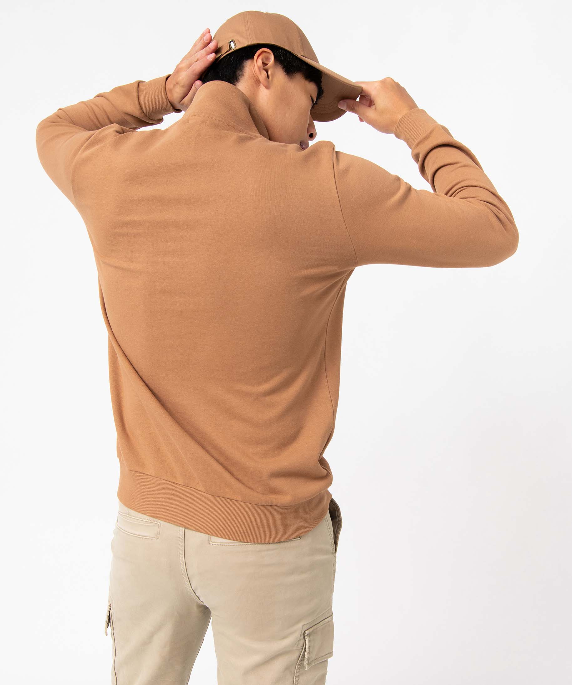 Sweat homme avec col zippé marron | GEMO