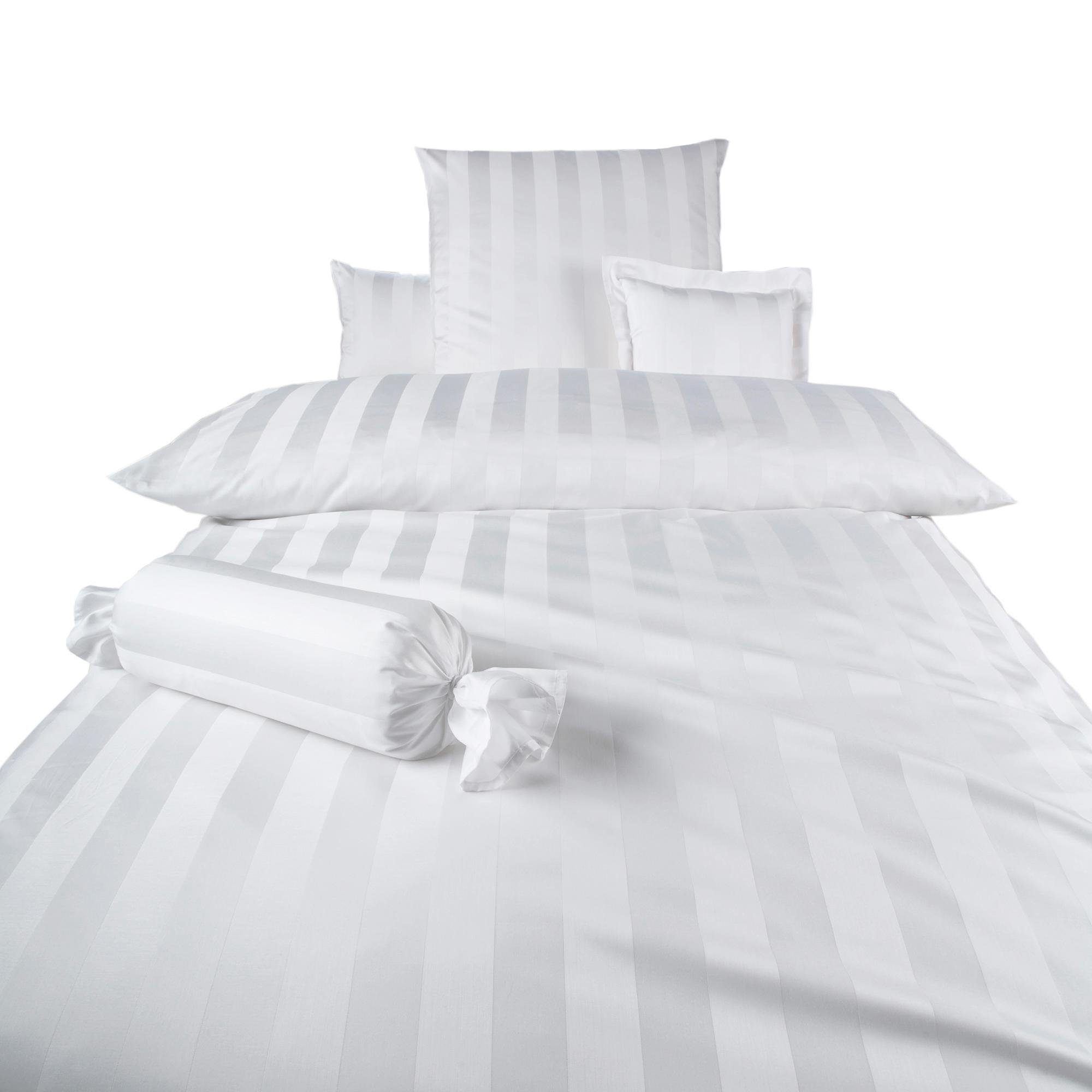 Bettwäsche Como in Gr. 135x200, 155x220 oder 200x200 cm, Curt Bauer, Mako-Brokat-Damast, 2 teilig, Bettwäsche aus Baumwolle, gestreifte Bettwäsche mit Reißverschluss