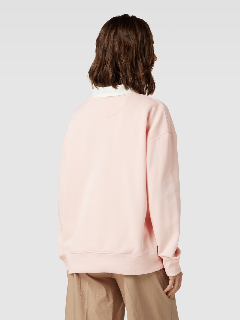 Sweatshirt mit gerippten Abschlüssen Modell 'SHIELD' in hellrosa