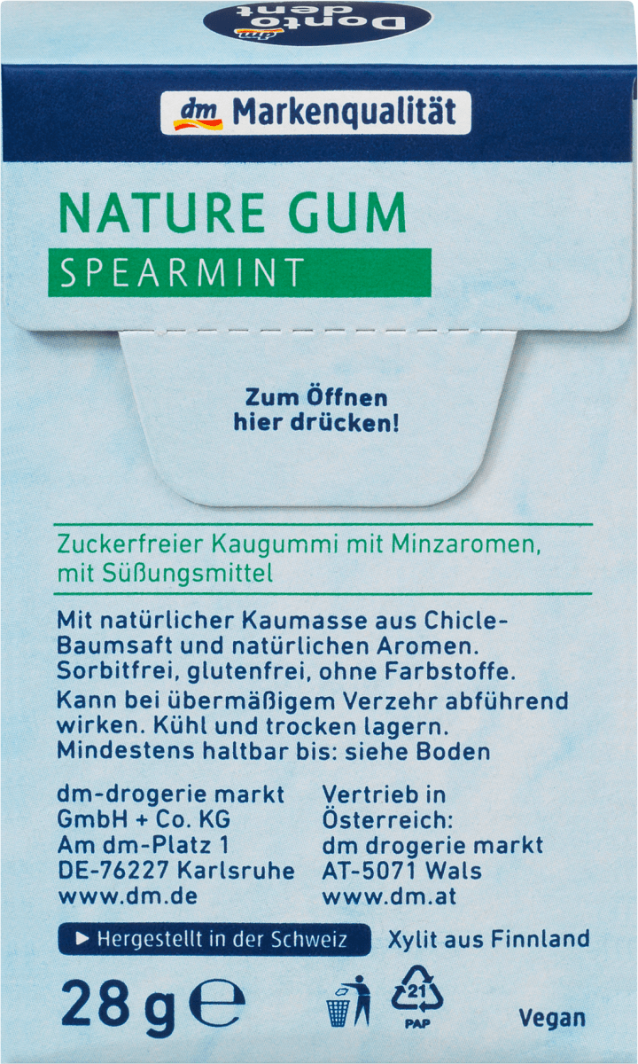 Kaugummi Nature Gum Spearmint, 28 g