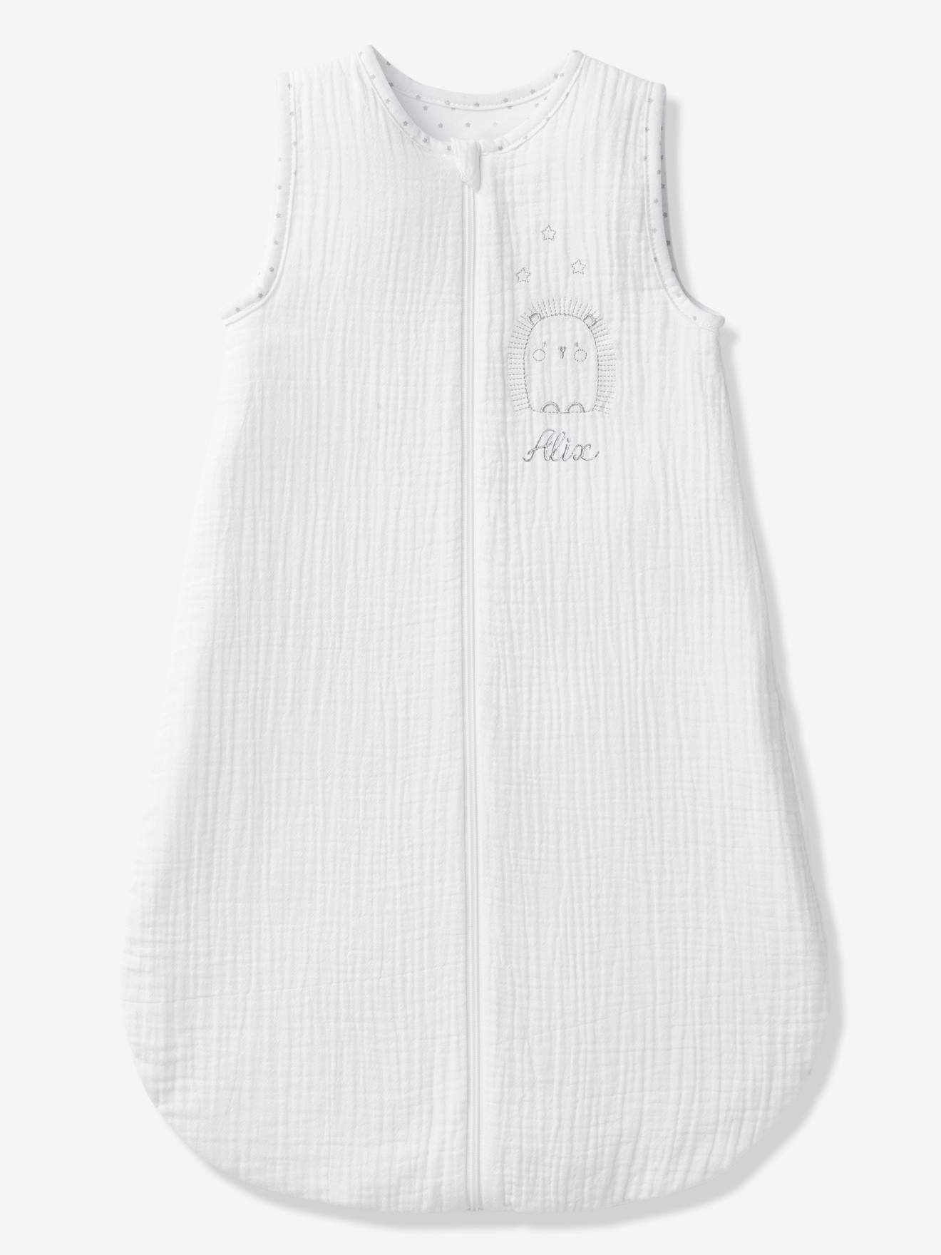 Gigoteuse spécial été en gaze de coton HERISSON MIGNON blanc