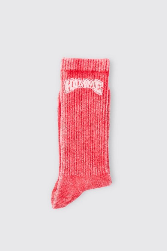 Homme Socken mit Acid-Waschung in Rot
