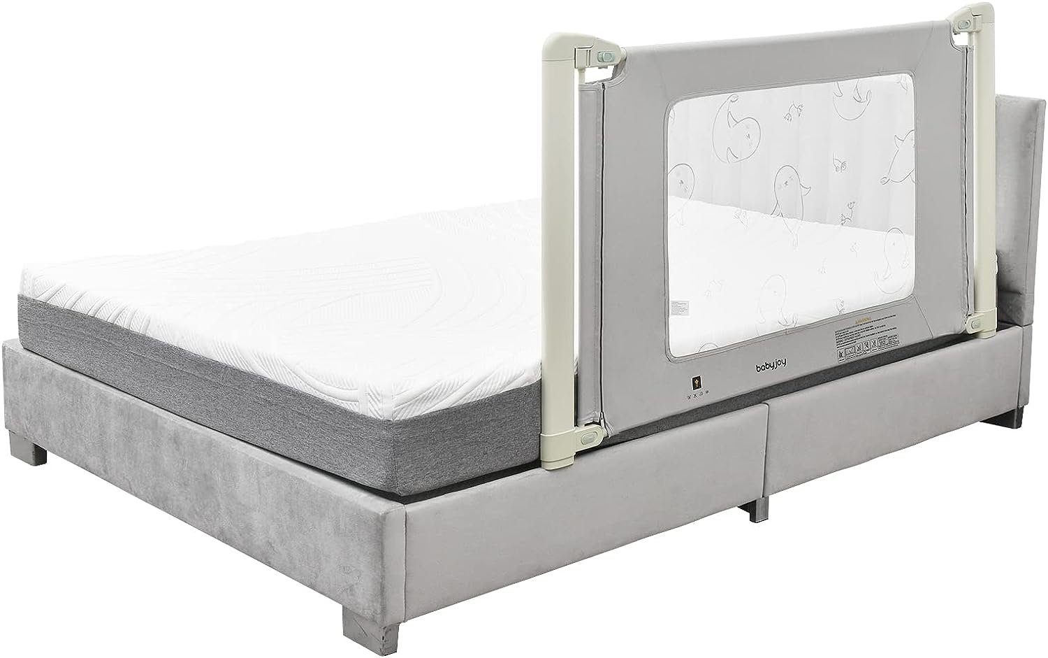 KOMFOTTEU Bettschutzgitter Kinderbettgitter, mit Doppel-Sicherheitsschloss, 200cm