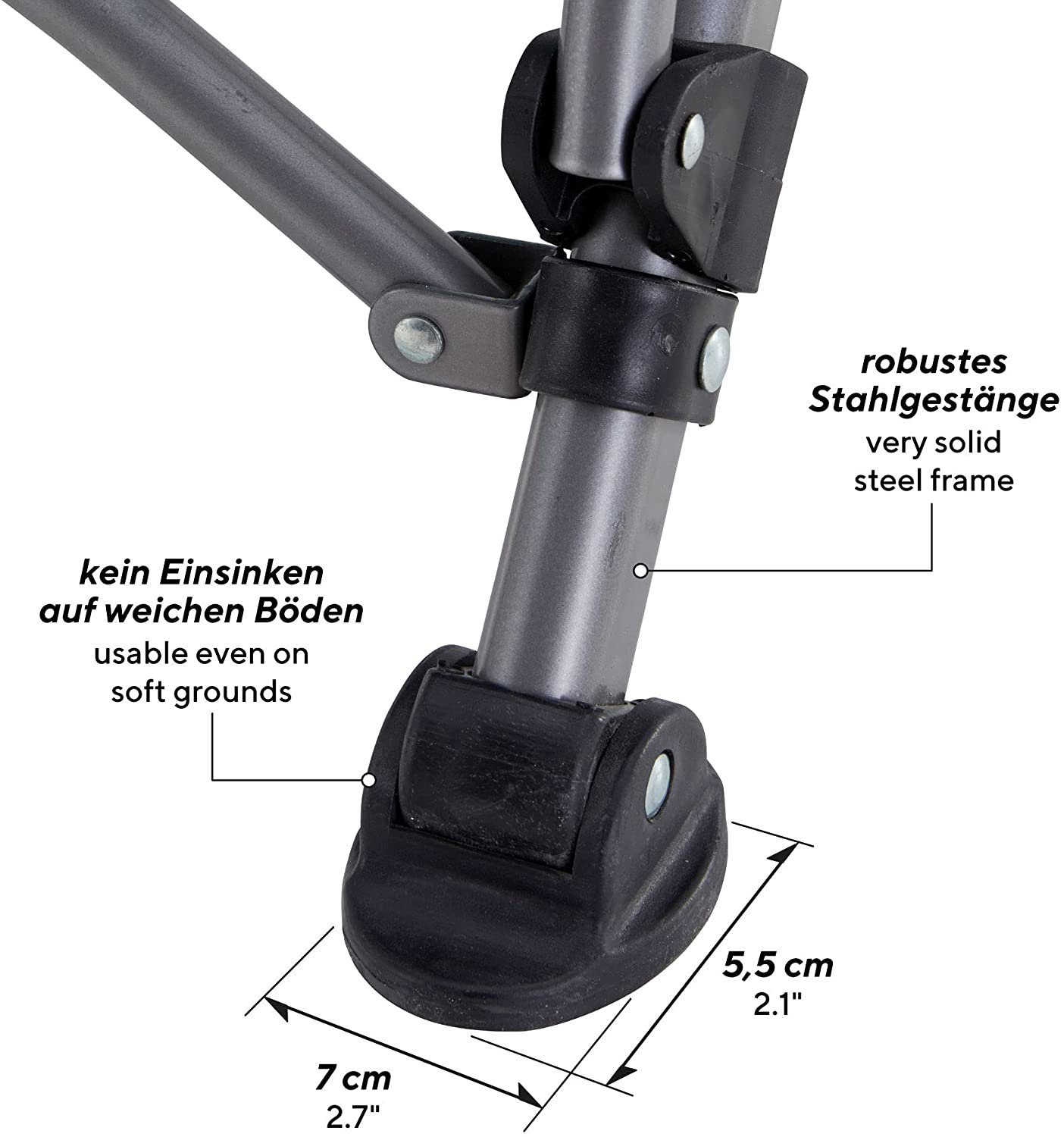 UQUIP Campingstuhl Sidney Campingstuhl - Lounge-Charakter, bis 120 kg Traglast, gepolsterte Armlehnen, breite Standfüße gegen Einsinken in weichem Boden, hohe Lehne