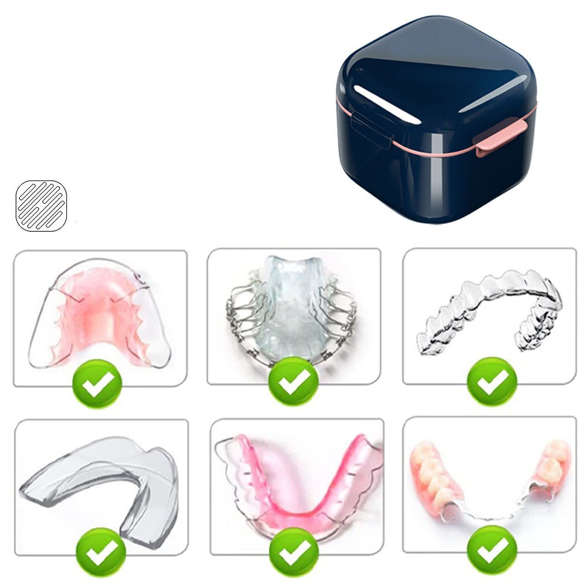 Rwoythk Zahndose Prothese Zahn Dental Falsche Zähne Aufbewahrungsbox mit Spülkorb