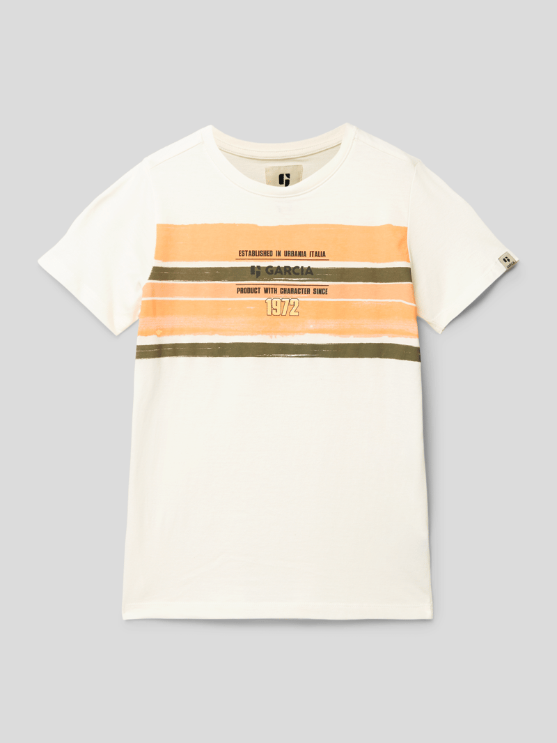 T-Shirt mit Label-Print in weiß