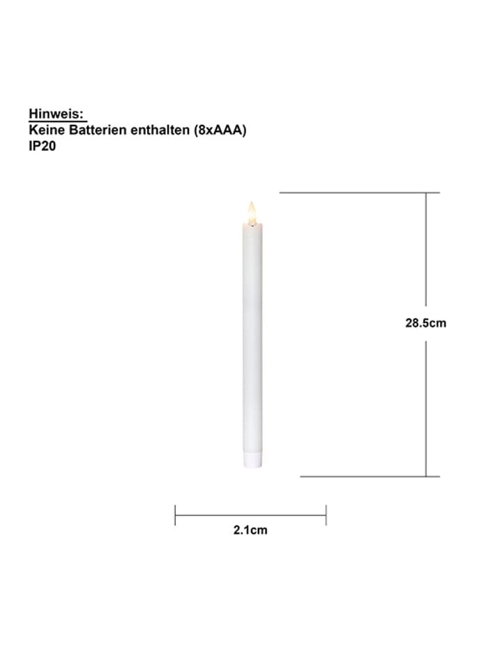 STAR Trading LED-Stabkerzen 'Flamme', Echtwachs, 4er-Set, weiß günstig kaufen onesize