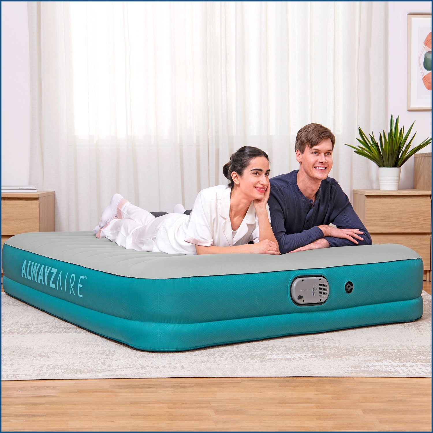 Bestway Luftbett AlwayzAire 2 Personen mit Akku Doppelpumpe 203 x 152 x 36 cm