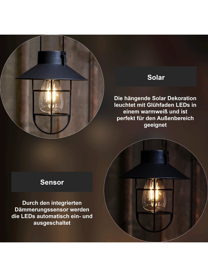 STAR Trading Solar-Laterne Cage in Schwarz günstig kaufen onesize