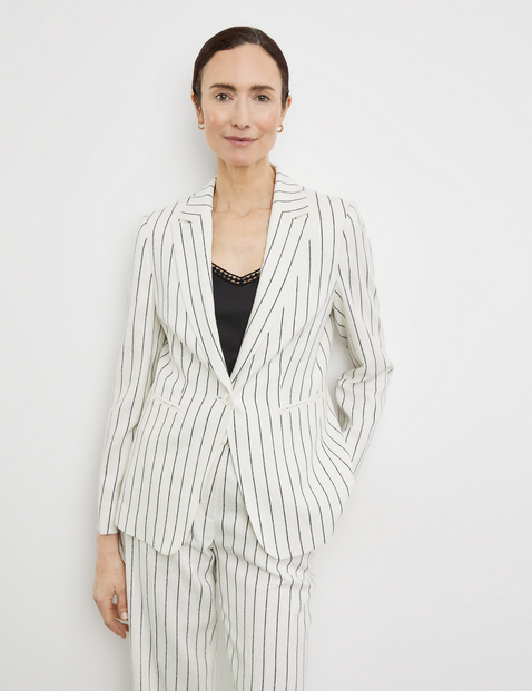 Gestreifter Blazer mit Leinenanteil