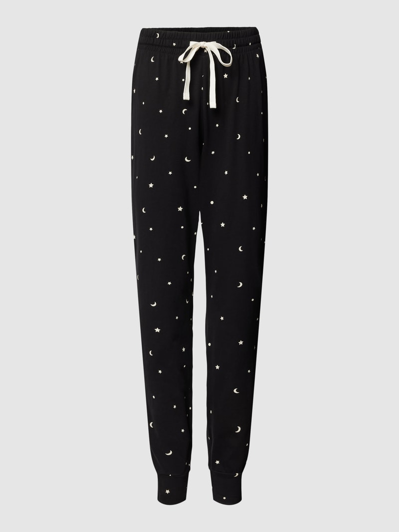 Pyjama-Hose mit Allover-Print in schwarz