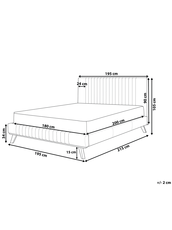 Beliani Doppelbett TALENCE in Grau/Heller Holzfarbton - (W) 195 x (H) 105 x (L) 215 cm günstig kaufen onesize