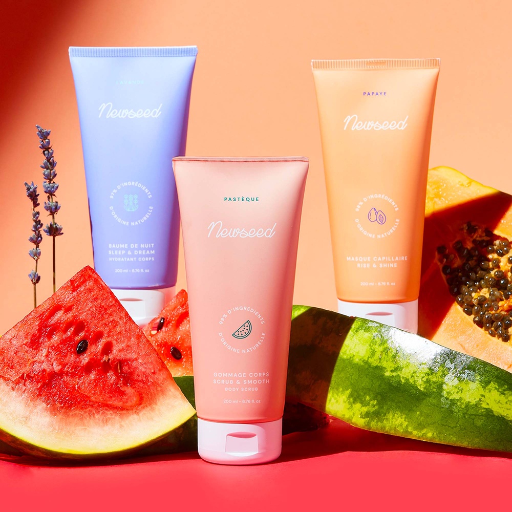 newseed Set routine complète - Baume de nuit & Masque capillaire & Gommage corps Baume hydratant - masque capillaire - gommage corps
