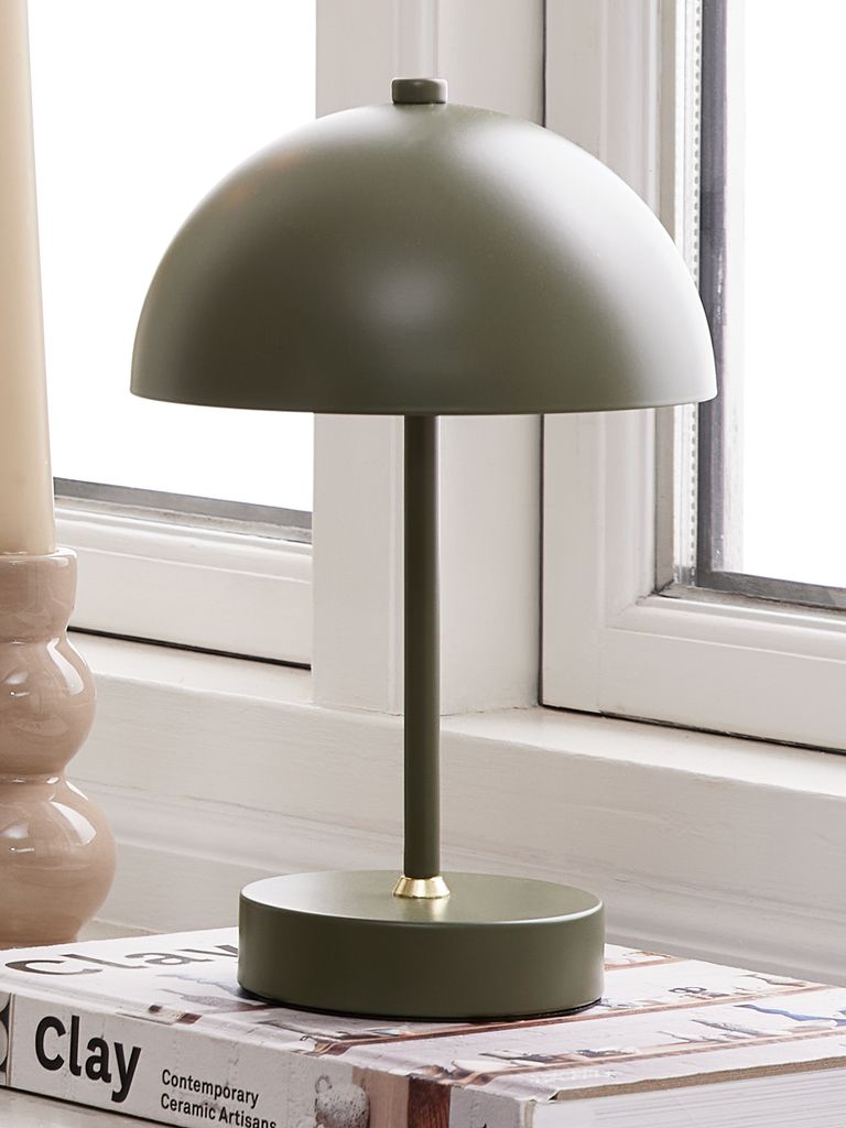 Lâmpada KENT KENT alimentada por bateria, Ø16xH25cm, verde, com botão e temporizador.