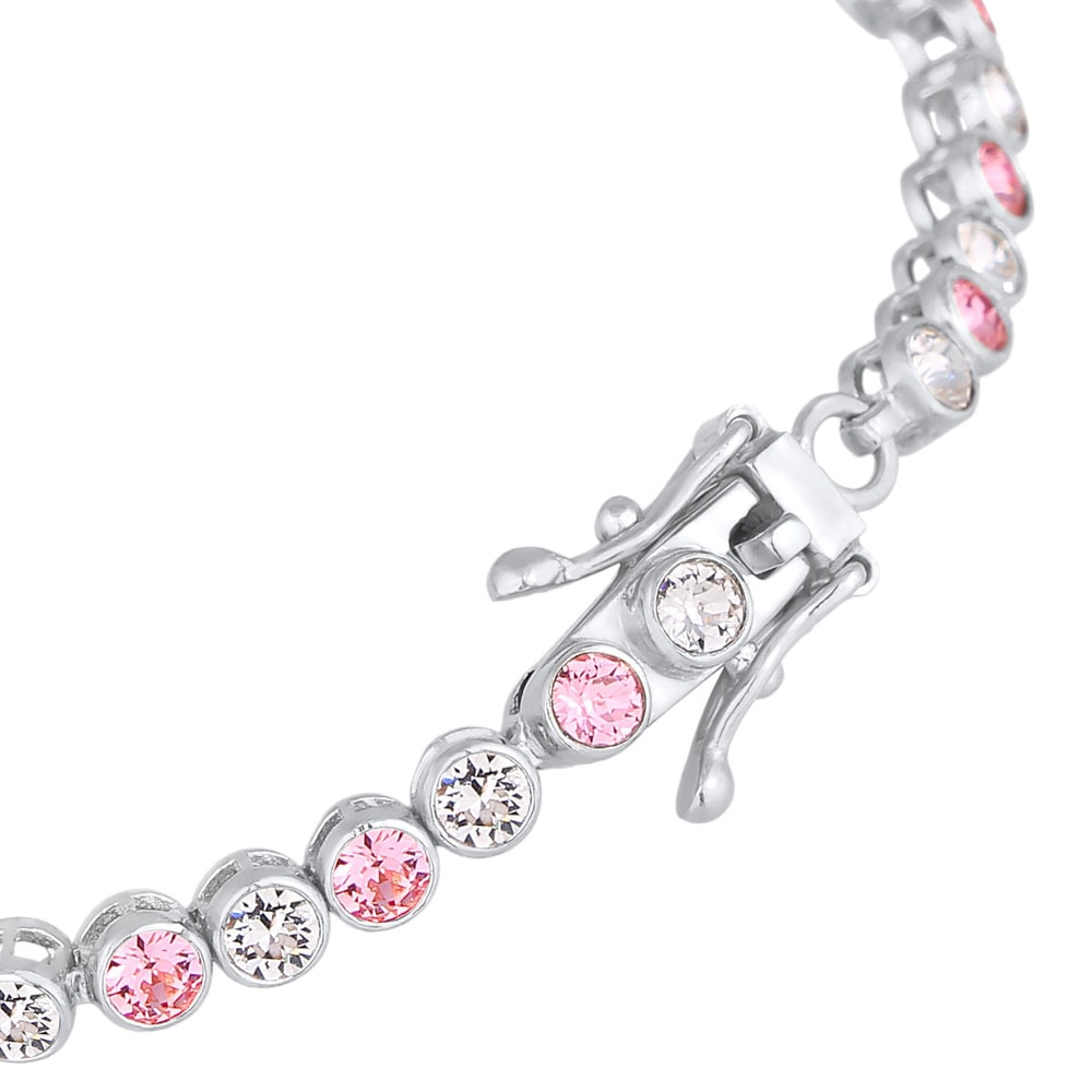 Elli PREMIUM Elli PREMIUM Bracelet Femmes Tennis Tendance étincelante avec cristaux Rose en ar Bracelet