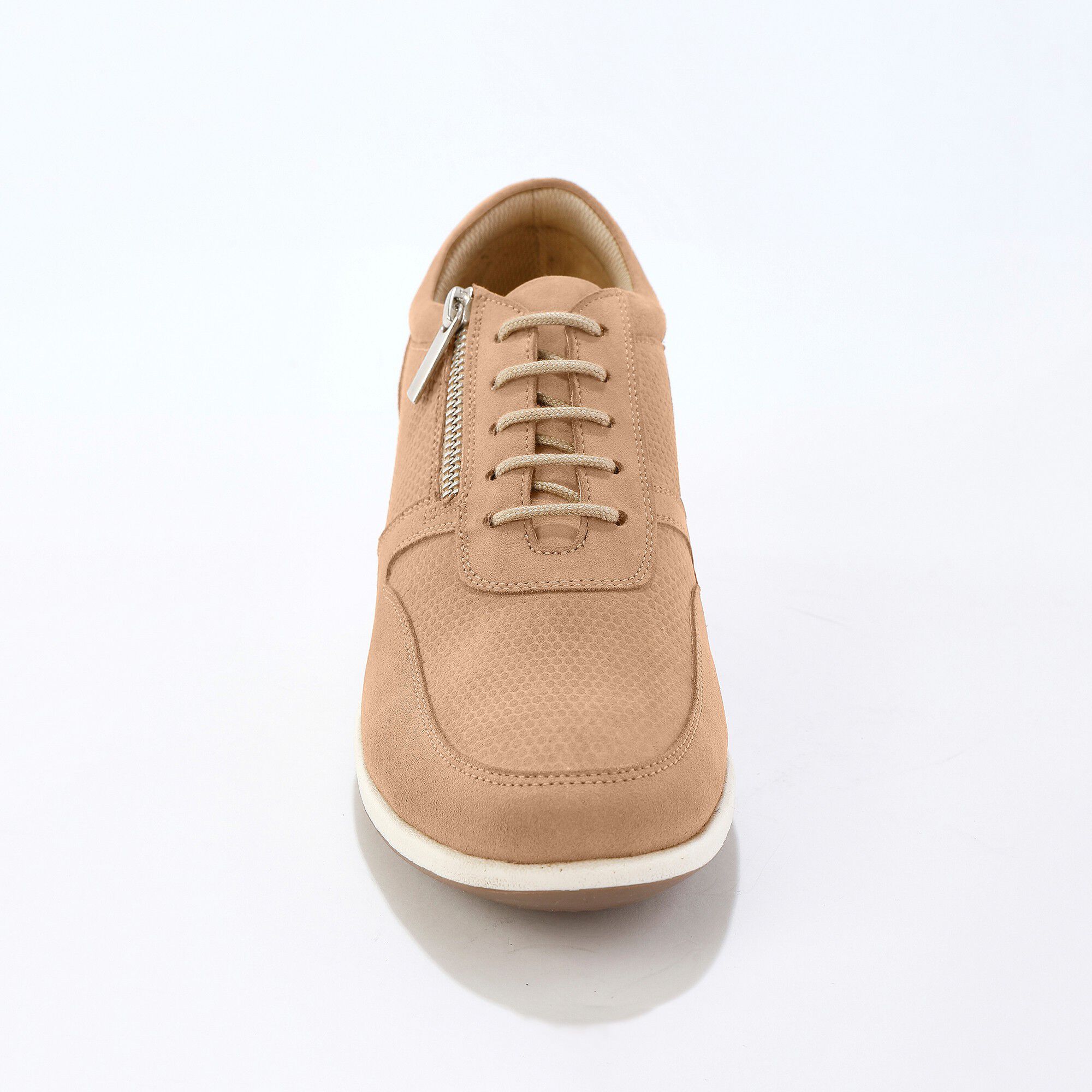 Baskets zippées compensées en cuir femme