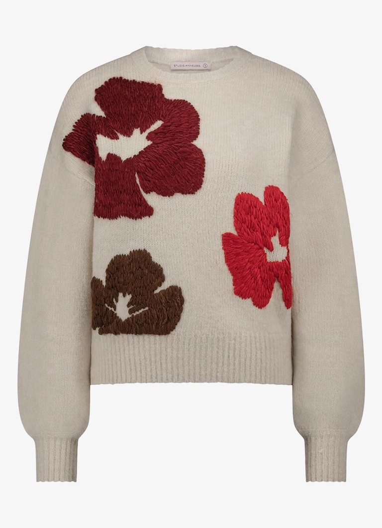 Maglione Nour a maglia fine di Studio Anneloes, in misto lana con ricami.