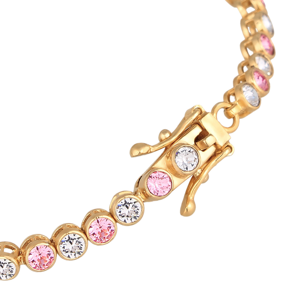 Elli PREMIUM Elli PREMIUM Bracelet Femmes Tennis Tendance étincelante avec cristaux Rose en ar Bracelet