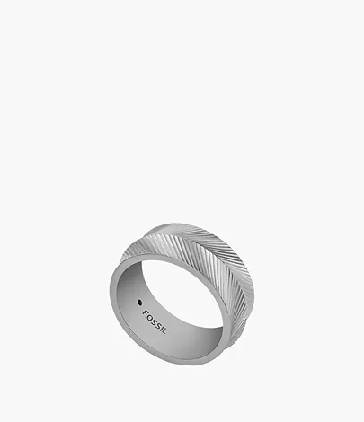 Fossil Ring Harlow Linear Texture Edelstahl