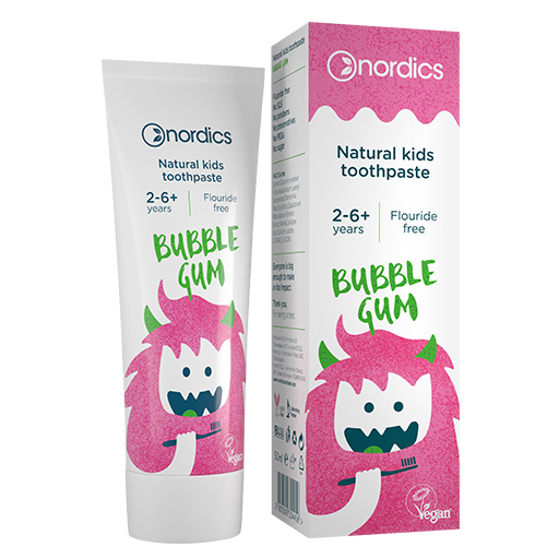 NORDICS Zahnpasta Kids Bubble Gum ohne Fluor  50 ml  Zahncreme
