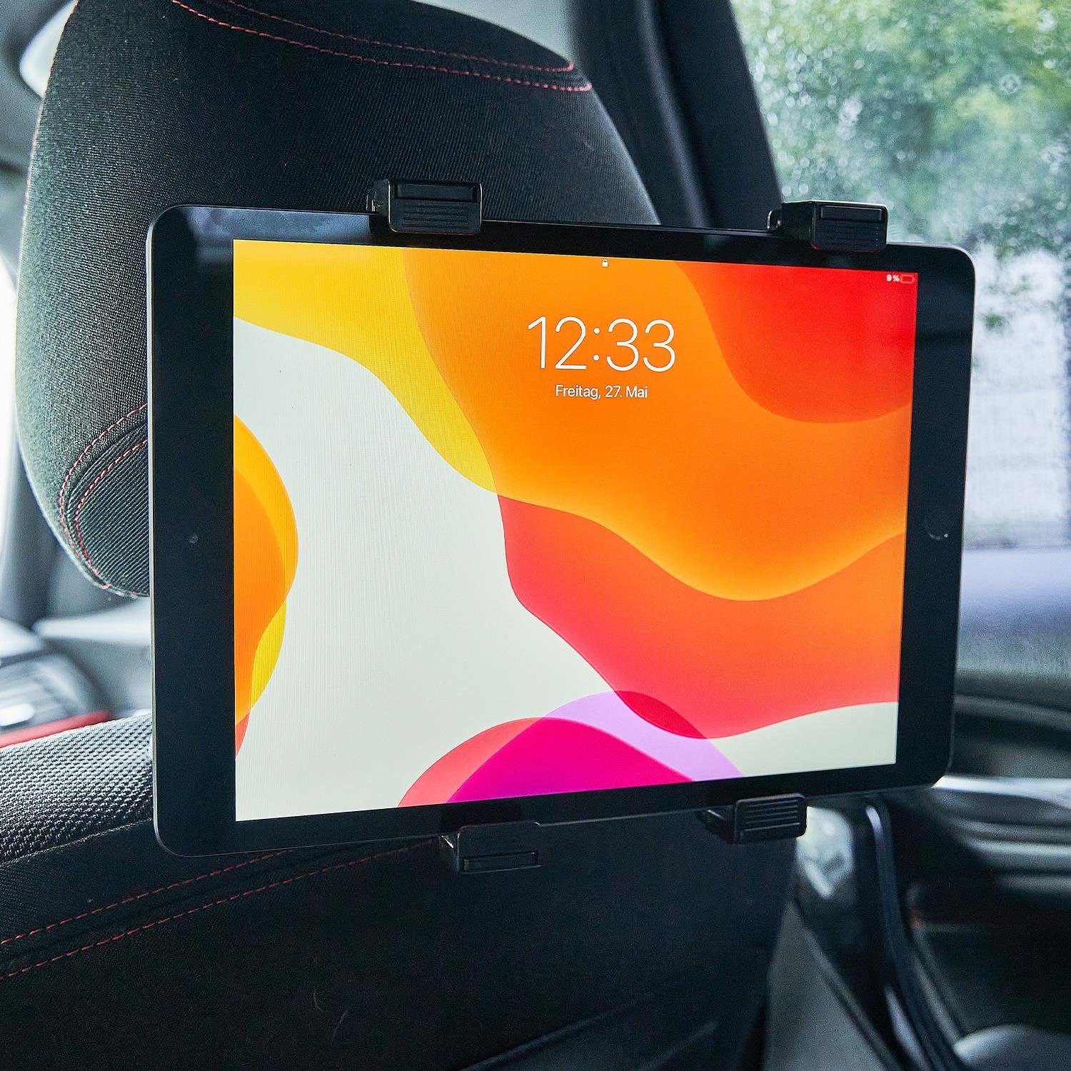 Cartrend Universal Auto Rücksitz Halter Kopfstütze Tablet-Halterung, (Halterung KFZ PKW, 360° drehbar, verstellbar von 7