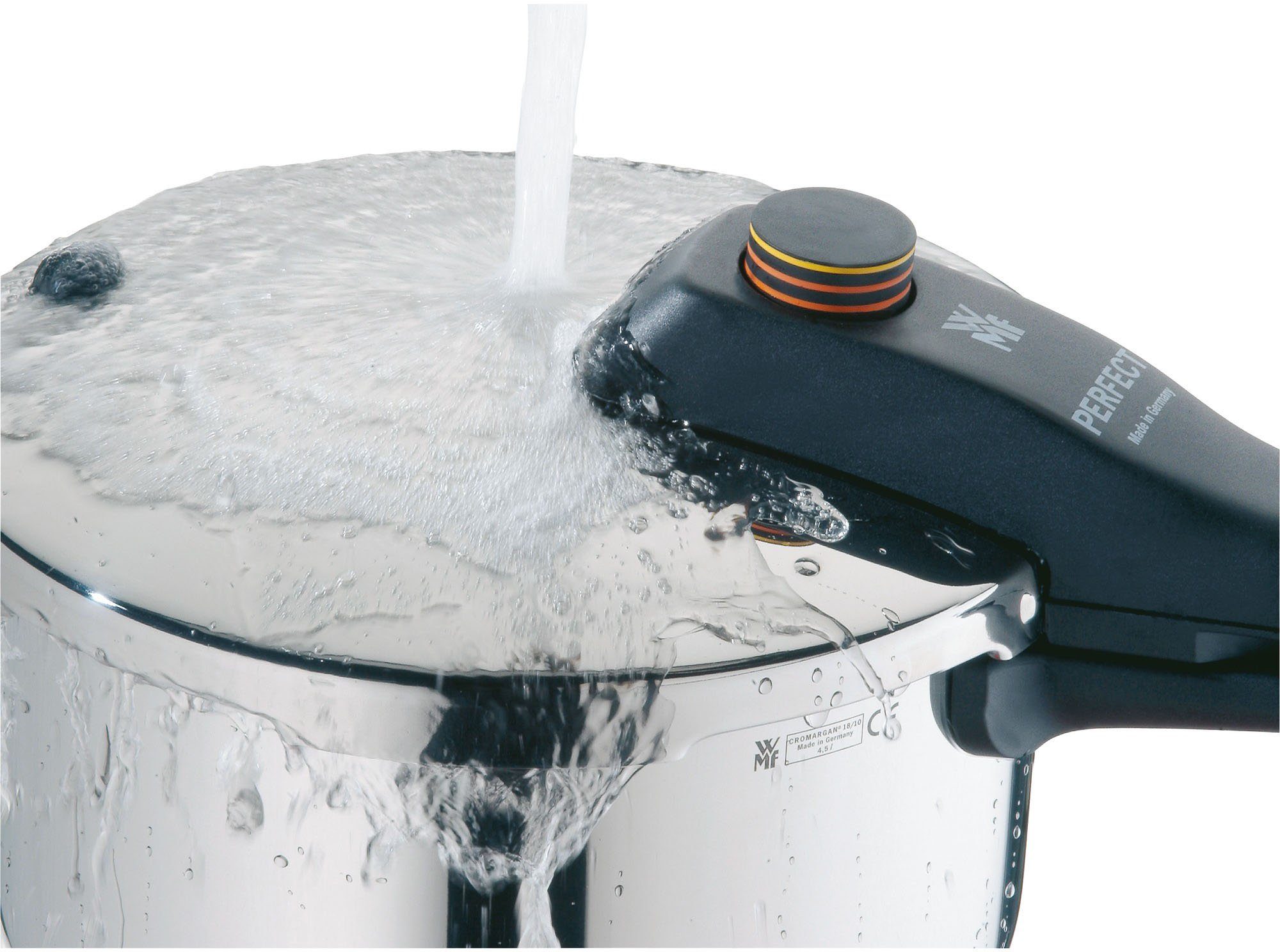 WMF Schnellkochtopf Perfect RDS, Cromargan® Edelstahl Rostfrei 18/10, Dampfkochtopf mit abnehmbarem Deckelgriff, Induktion