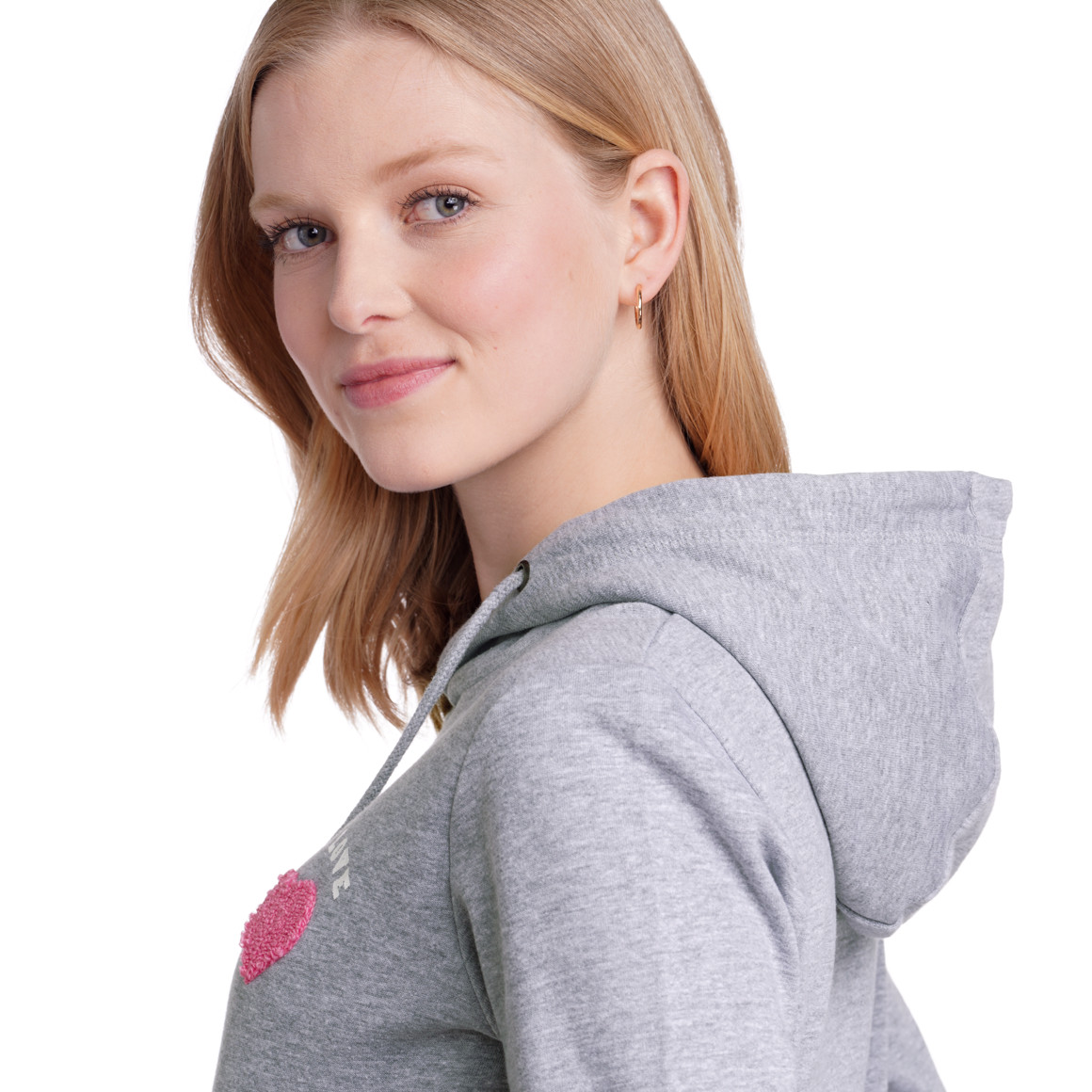 Damen Hoodie mit Herz-Applikation