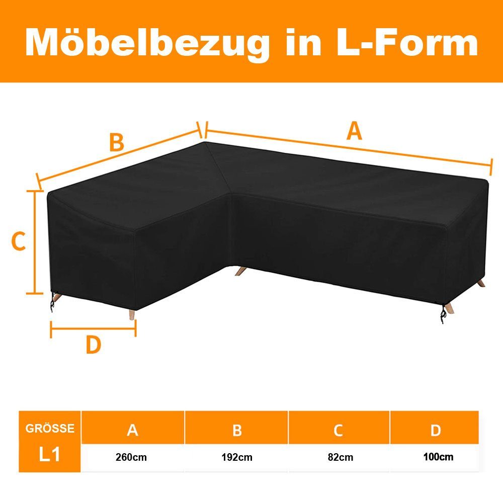 Rosnek Gartenmöbel-Schutzhülle Sofa Schutzhülle,L Form Regenschutz, Outdoor Patio Garten, Lounge Set Staubschutzhüllen