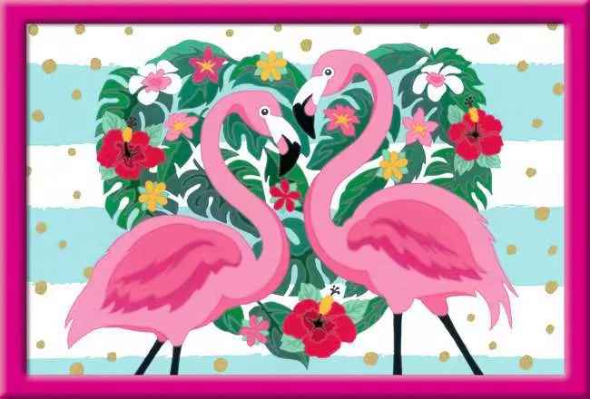 CreArt Liebenswerte Flamingos - Malen nach Zahlen für Kinder ab 7 Jahren