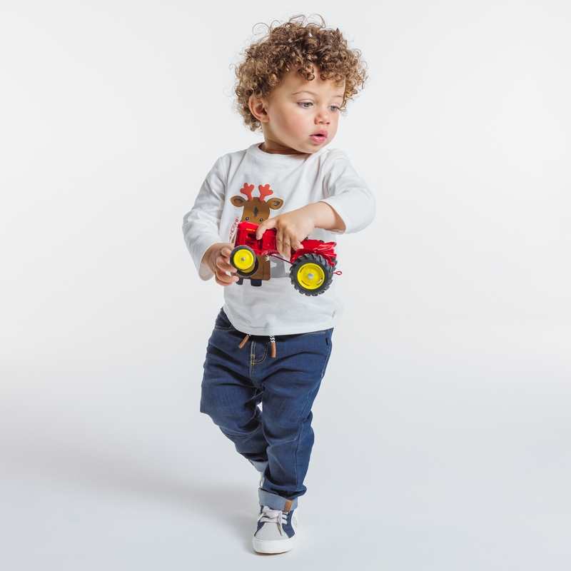 Jean knit-denim taille élastiquée bleu bébé garçon
