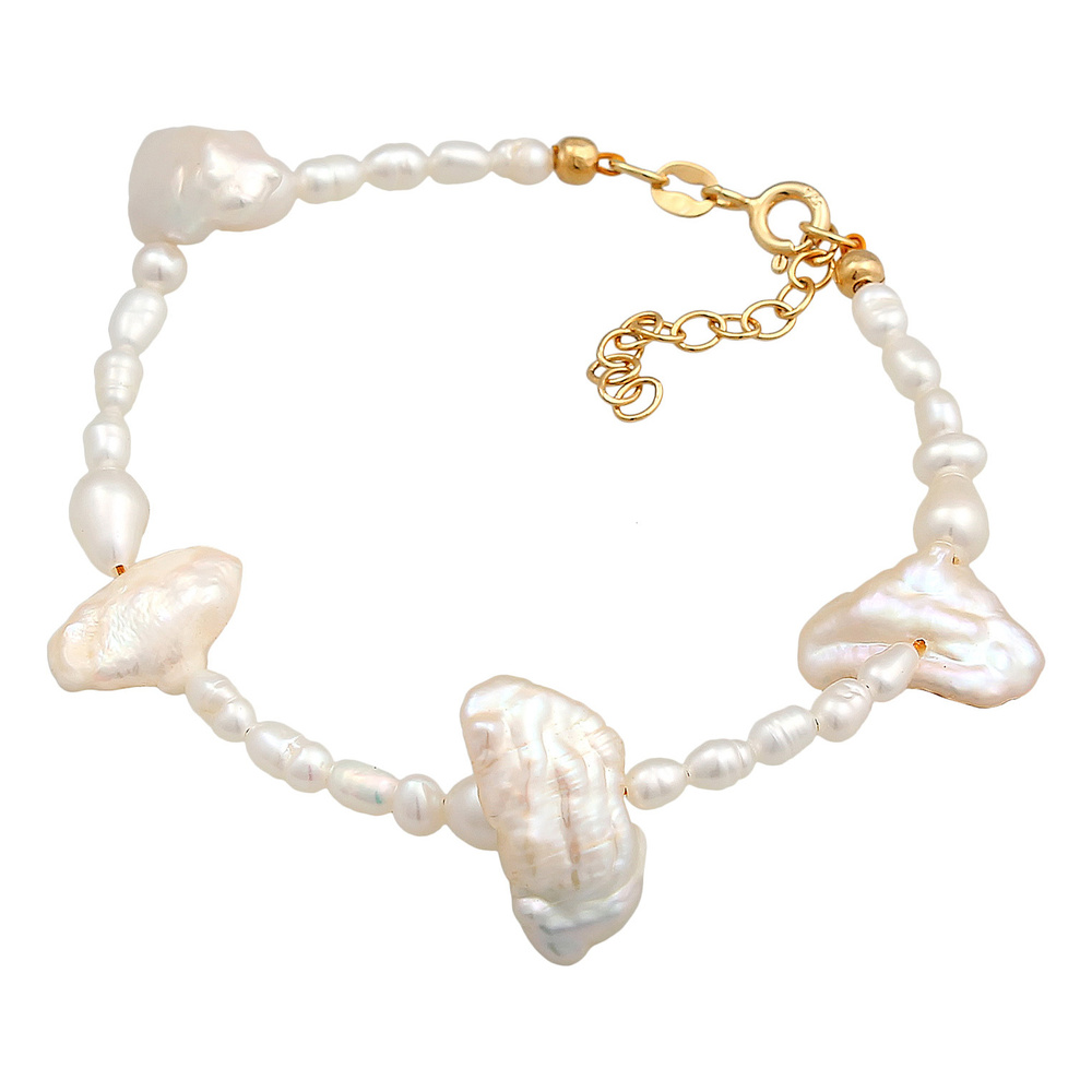 Elli PREMIUM Elli PREMIUM Bracelet Femmes tendance baroque avec perles d'eau douce en argent s Bracelet