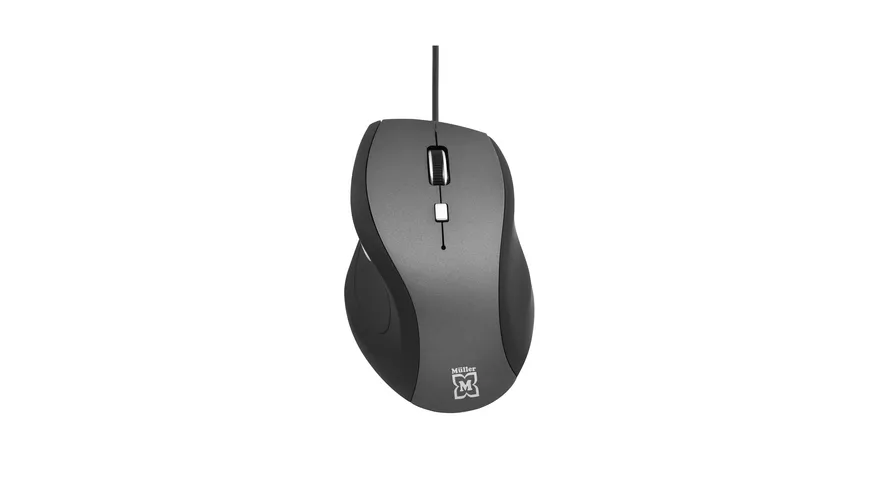 Müller kabelgebundene 5-Tasten Maus mit optischem Sensor, schwarz/grau