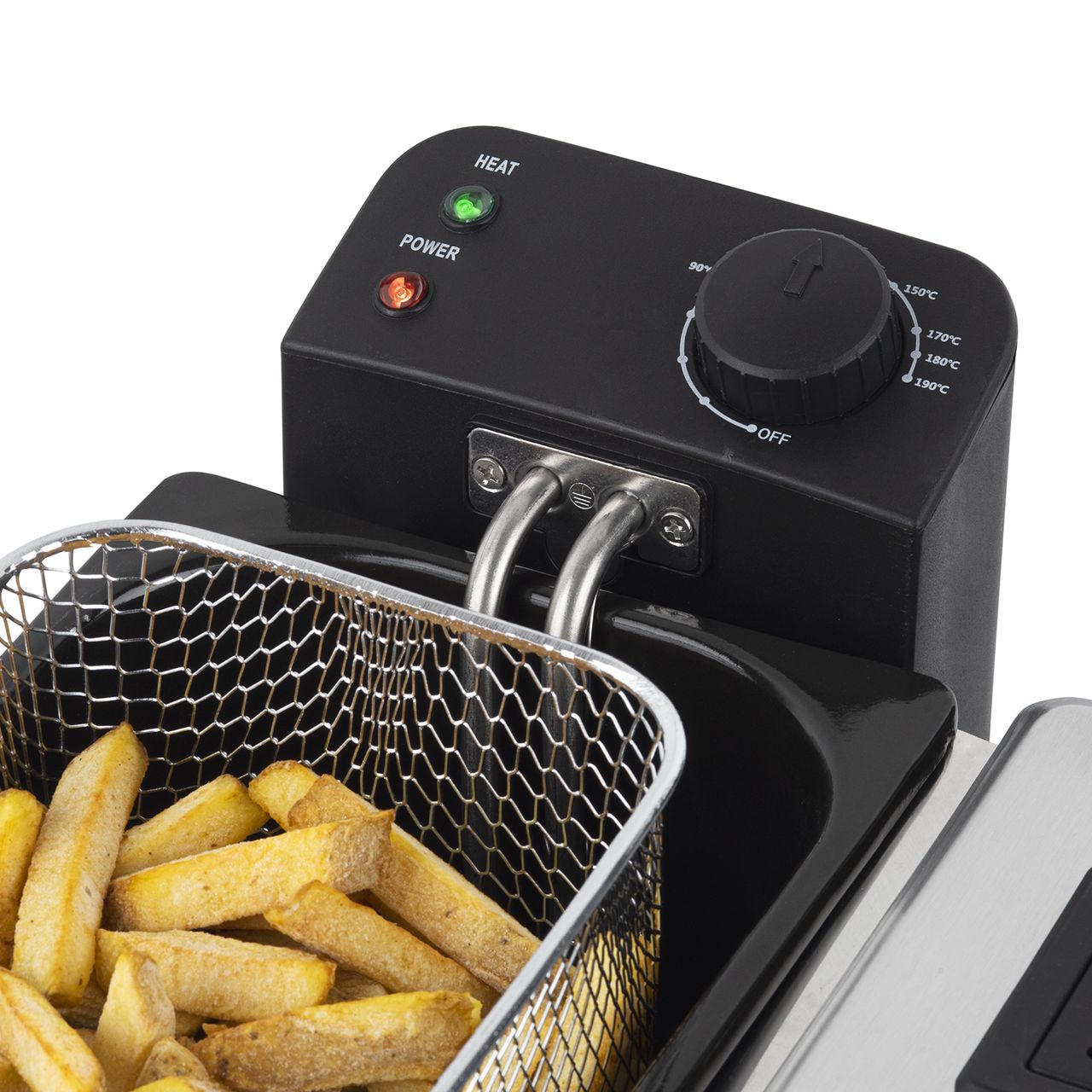 H.Koenig DFX600 Fritteuse aus Edelstahl, Doppelbecken, 2 unabhängige Thermostate je 3L, herausnehmbare spülmaschinenfeste Körbe, Geruchsfilter, Überhitzungsschutz