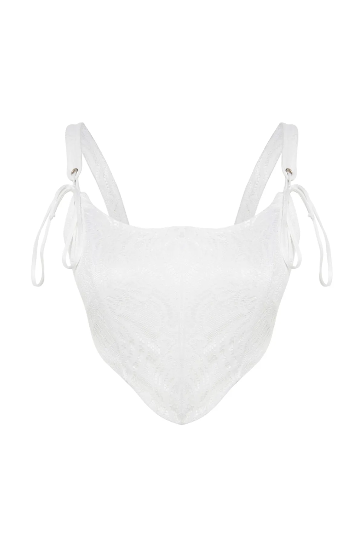 Trendyol Collection  Ecrufarbenes, bauchfreies, gefüttertes Bustier mit schräger Spitze TPRSS23BS00032