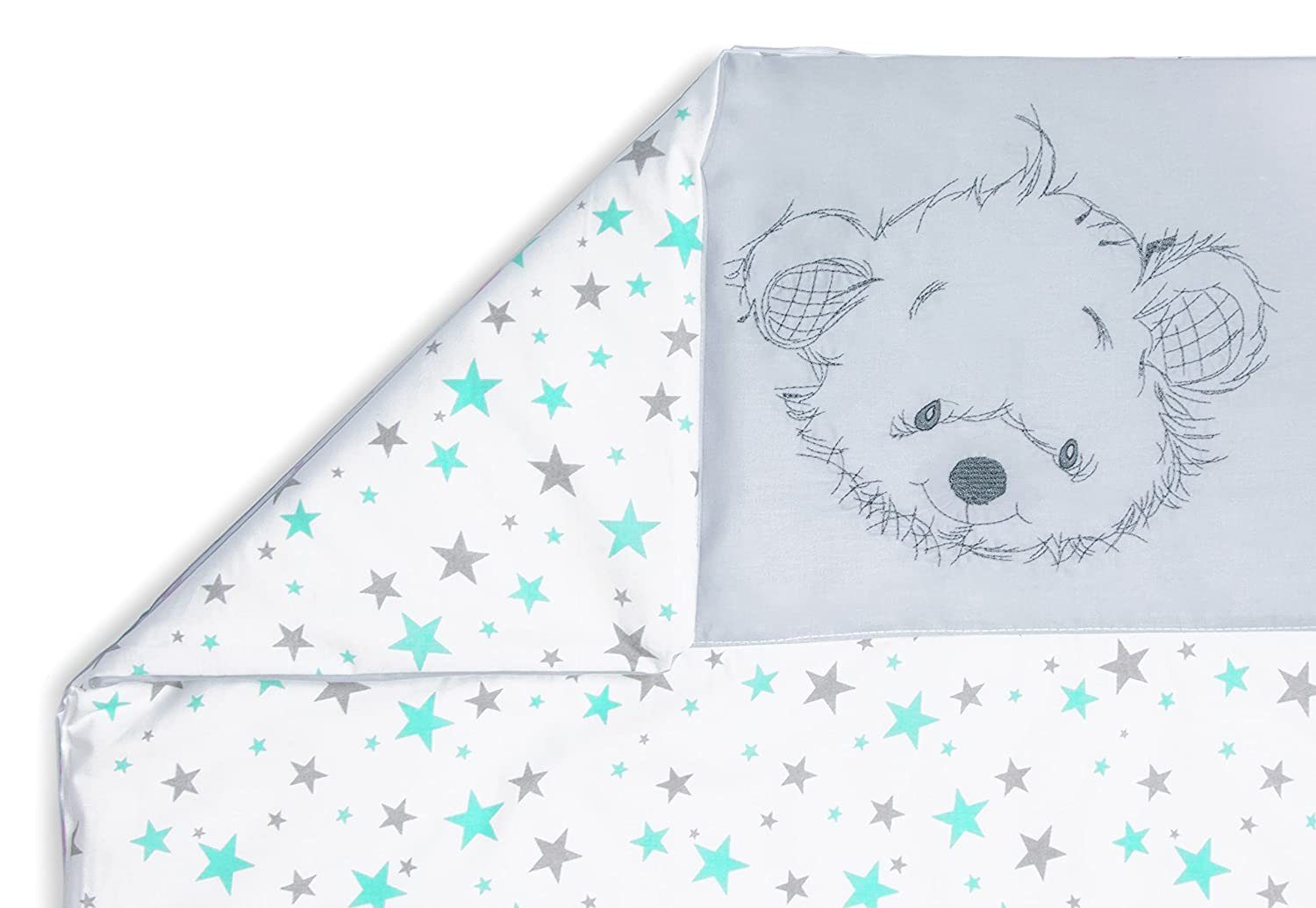 Babybettwäsche (Made in EU) Kinderwagenset mit Stickerei; Baby Bettwäsche 2 tlg. Garnitur für Kinderwagen 80x80 cm + 35x40 cm, Amilian, 100% Baumwolle