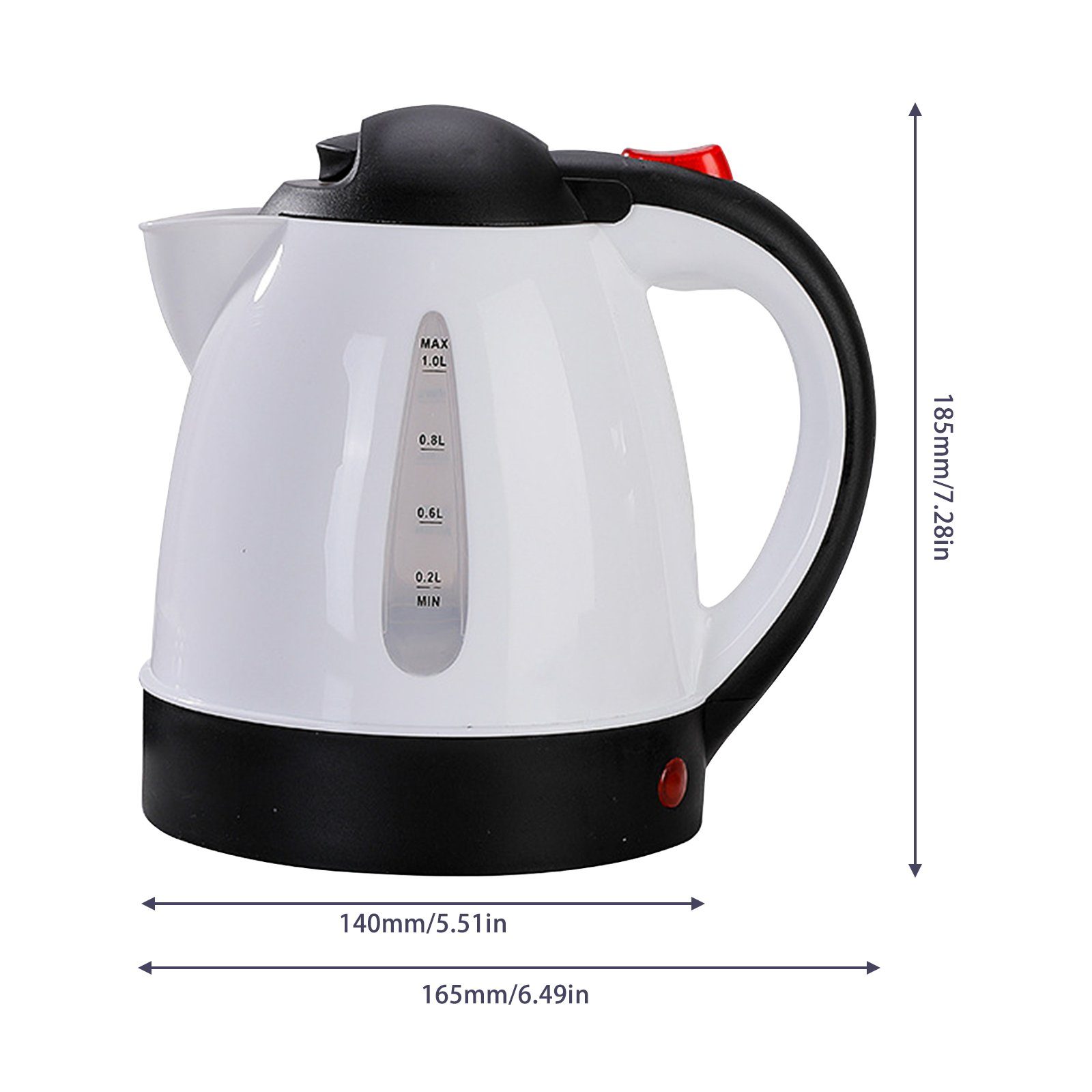 TWSOUL Wasserkessel 12V 150W Weißes Auto Tragbares Auto Ausschalten Wasserkocher1 Liter, Rostfreier Stahl, Auto-Wasserkocher