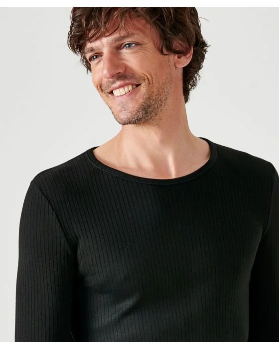 T-shirt côte Richelieu, col rond Thermolactyl