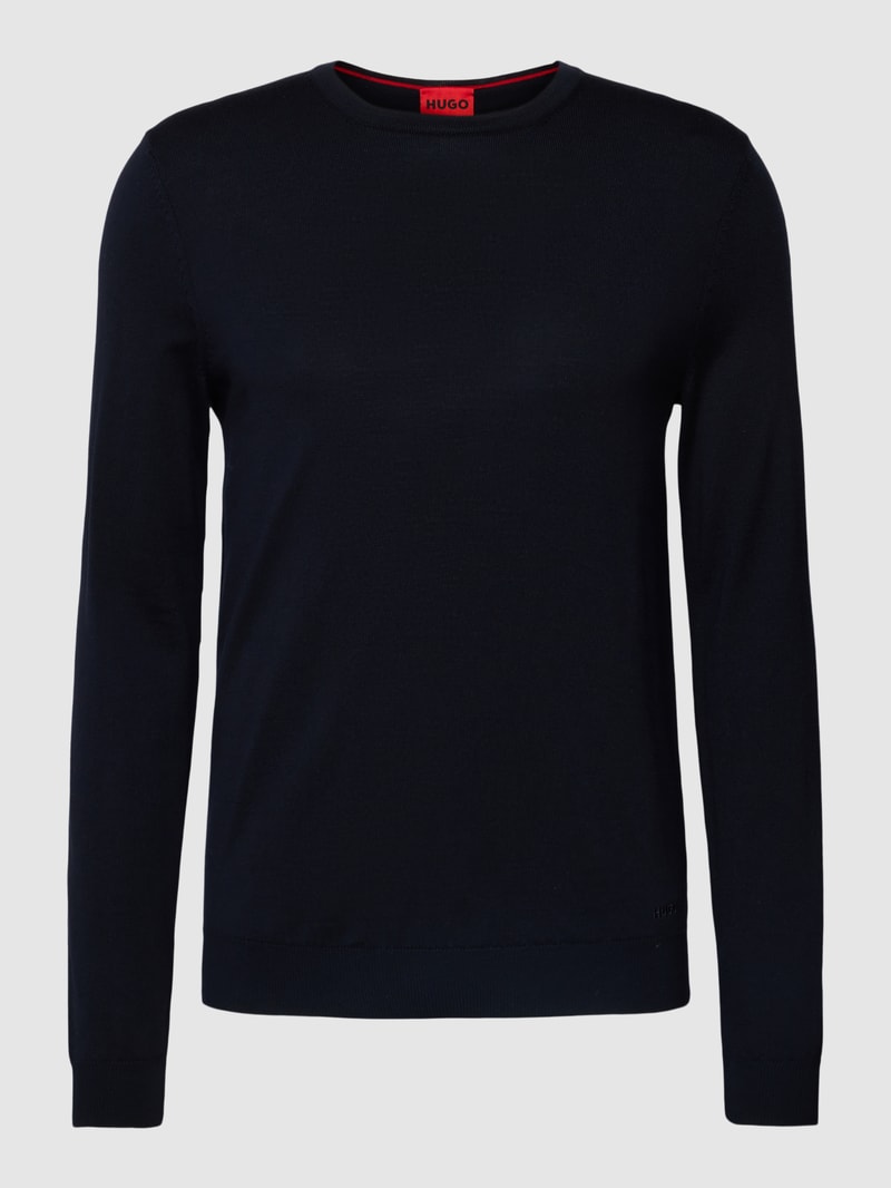 Pullover aus Schurwolle mit Rundhalsausschnitt in marineblau