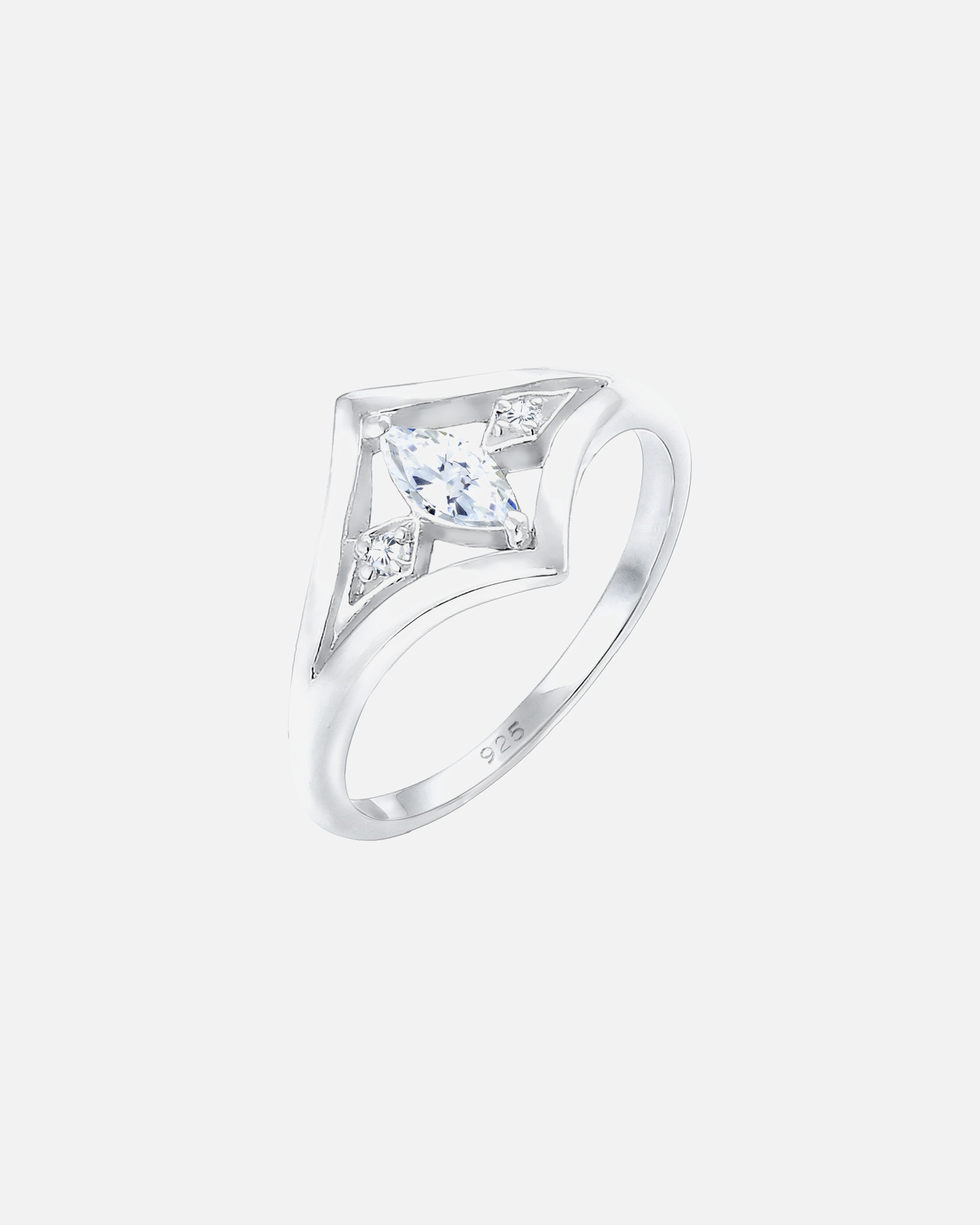 Elegante anillo de compromiso Elli para mujer con circonita cúbica en plata de ley 925.