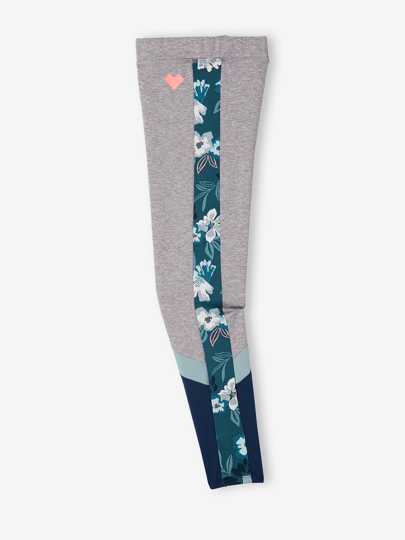 Legging de sport fille en matière technique gris
